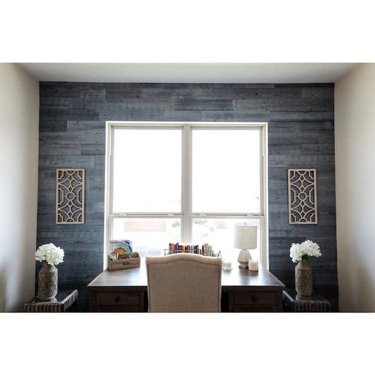 1/8 in. L x 3 in. W x 12-42 in. HPeel and Stick Blue Gray Wooden Decorative Wall Paneling (20 sq. ft./Box)