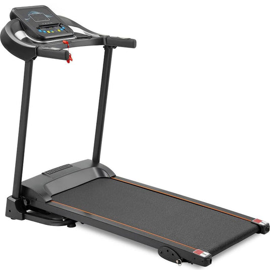 1.5 HP Black Steel Foldable Electric Treadmill with Safety Key, LCD Display and Pad/Phone Holder