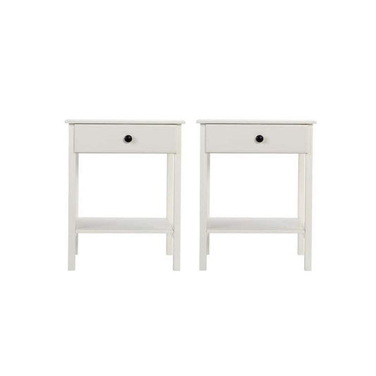 1-Drawer White Wood Nightstand 23.6 in. H x 18.1 in. W x 13.8 in. D (2-Piece)